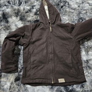 Schmidt Workwear Fit For Her Sherpa Lined Brown Canvas Jacket Womens Medium